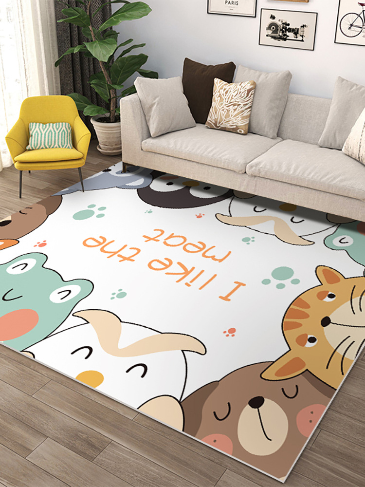 Living Room Floor Mat Large Area Household Bedroom Sleepable Sittable Carpet Wipe-Free Children's Cartoon pvc Crawling Mat
