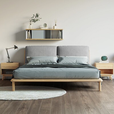 北歐全實木床白蠟木現代簡約日式帶軟靠1.8米1.5主臥室雙人床婚床