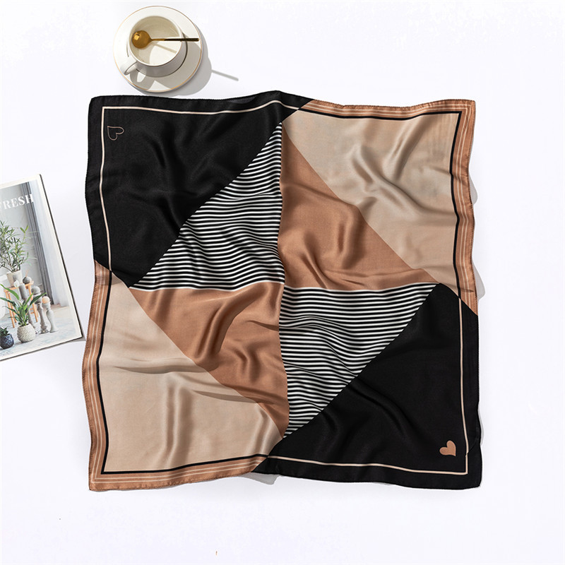 New Style 70cm Letter Geometric Printing Satin Silk Scarf display picture 11