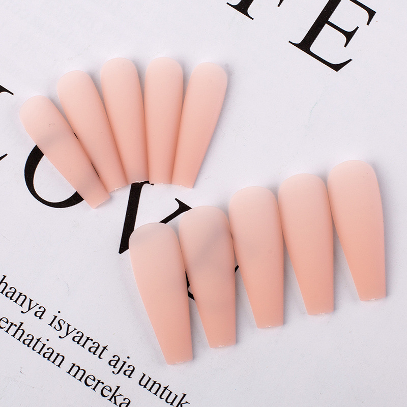 Cross-Border Long 100-Piece Blue Boxed Frosted Matte Pure Color Flat-Head Ballet Fake Nails with Skin-Feel Coffin Nails Cross-Border Long 100-Piece Blue Boxed Frosted Matte Pure Color Flat-Head Ballet Fake Nails with Skin-Feel Coffin Nails