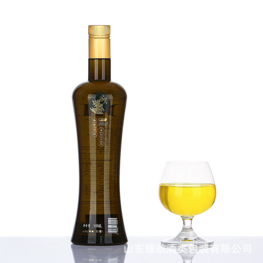 批发玻璃油瓶500ml核桃油瓶橄榄油瓶山茶油瓶透明有色玻璃可选
