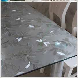 5YA1pvc台布塑胶印花磨砂桌垫胶垫铺桌子桌面软玻璃透明歺桌垫子