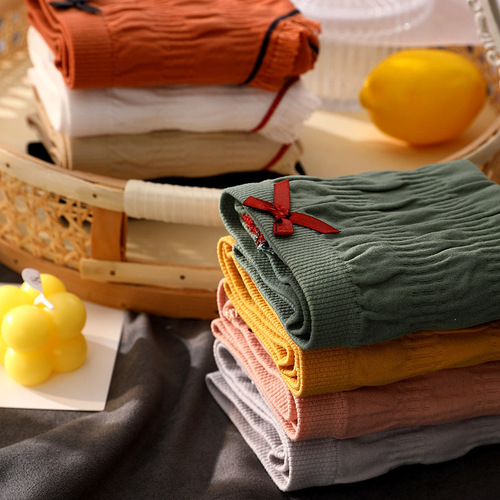 Japanese seamless fairy briefs fat mm puff panties pleated mid-waist lace girl briefs head