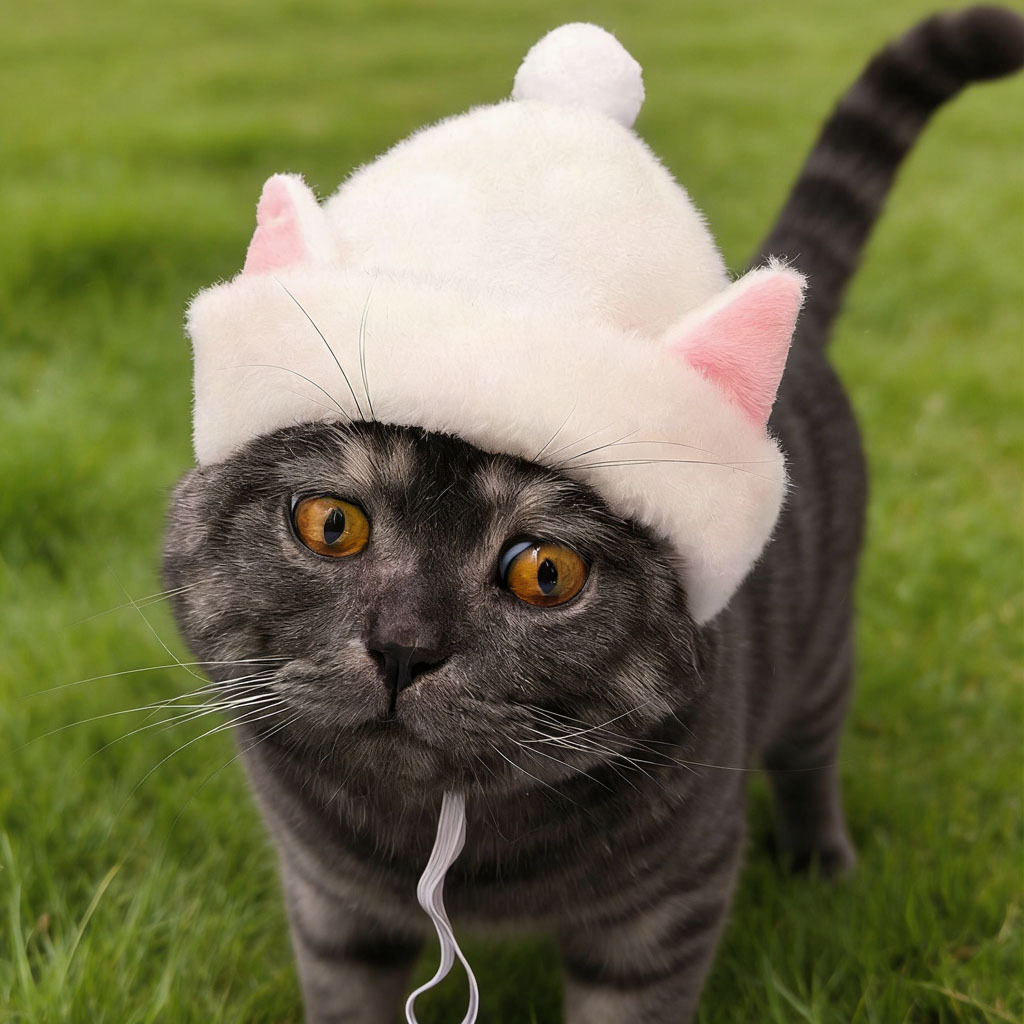 Novos produtos mais vendidos: Gorro fofo e divertido com imitação de pele de coelho, acessório universal para cabeça de cães e gatos, Pet Magic House_voghion.com