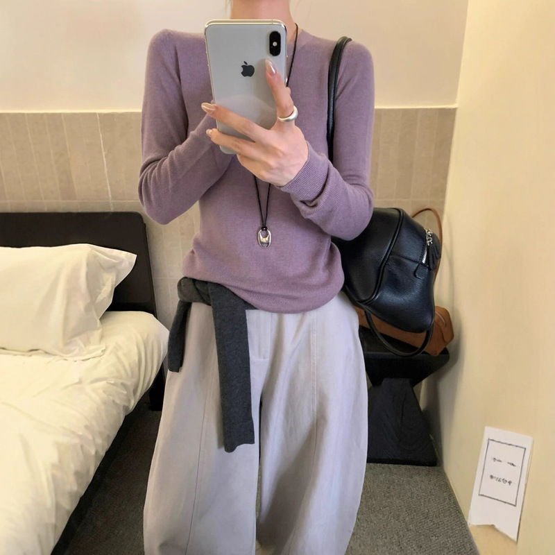 Ruth~ Same Style Round Neck Wool Base Layer Shirt for Women 1030-140