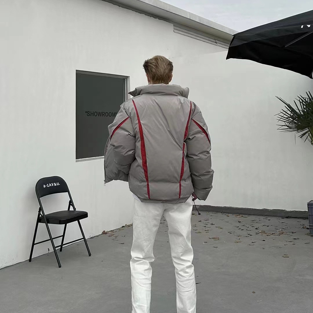 Estilo funcional americano pareja ropa de algodón acolchada marca de moda de los hombres de invierno nueva calle alta creativo engrosada abrigo de algodón Suelto