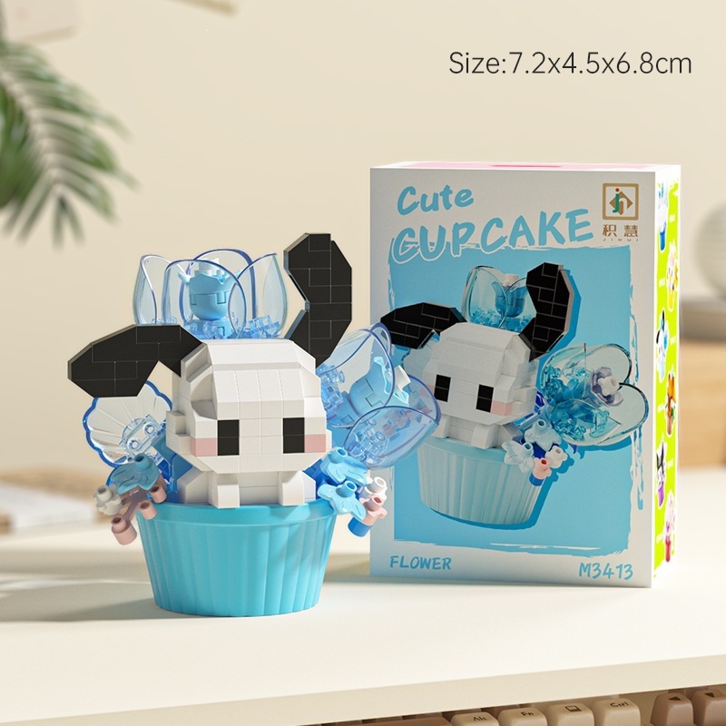 Le transfronterizo postre de dibujos animados muñeca ensamblaje de bloques de construcción decoración caja ciega juguetes de puzzle para niños 1 de junio tienda de regalo