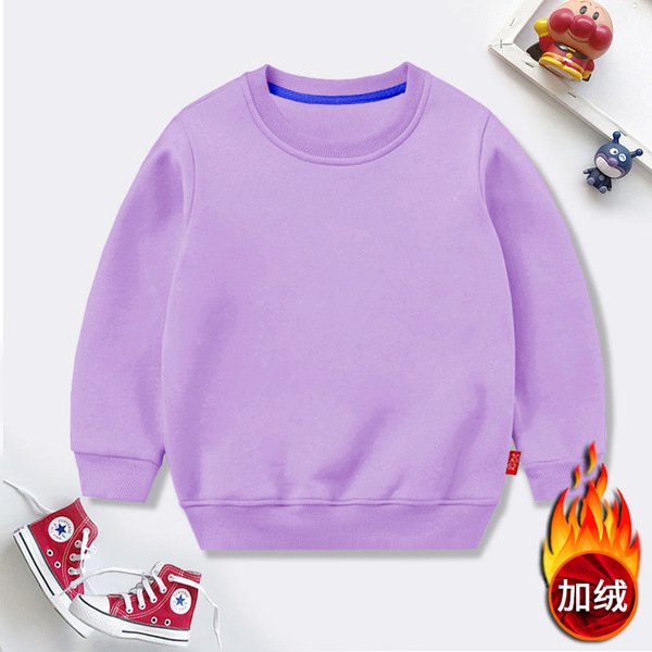 children's solid color demi-season warm sweatshirt with a round…