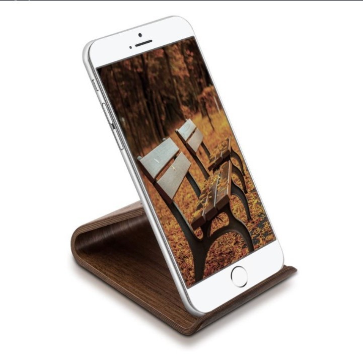 Wooden table phone holder