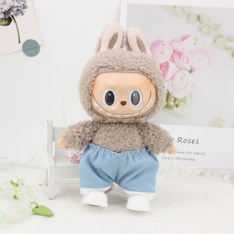 【Only Sells Doll Clothes】17Cm Blind Box Labubu Clothes Replacement Set Macaron Labubu Pendant Doll Clothes Jeans 【Only Sells Doll Clothes】17Cm Blind Box Labubu Clothes Replacement Set Macaron Labubu Pendant Doll Clothes Jeans