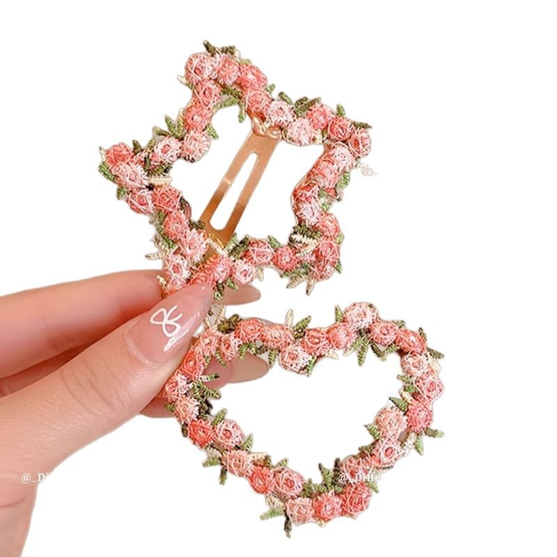 Nuevo dulce color flor triturada pinza de cabello para niños cejas laterales trituradas acabado pinza de cabello detrás de la cabeza fija adornamiento de cabello para mujeres