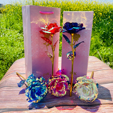 24K金箔玫瑰花发光彩金玫瑰花套装 520情人节母亲节礼物创意礼品