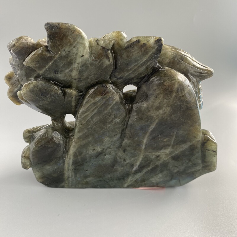 天然拉长石孔雀手工雕刻件桌面摆件手工雕刻件装饰 图 5