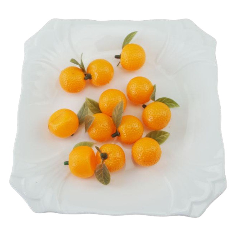 Simulación de plástico modelo de fruta de plástico naranja mini naranja con hojas naranja falso modelo de verdura de fruta al por mayor