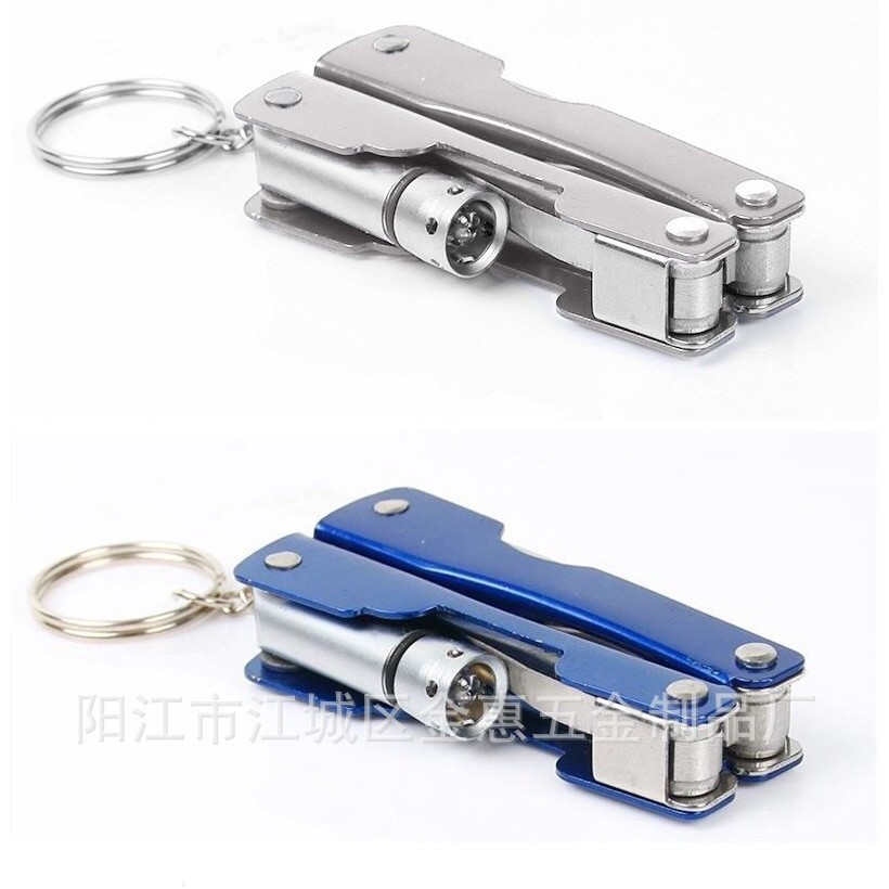 迷女多用钳多功能钳不锈钢多用钳带LED灯不锈钢迷女电筒钳牛津袋