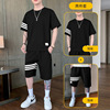 men's wear 2021 summer New products motion man leisure time suit Short sleeved shorts Easy T-shirt Five point pants Piece suit