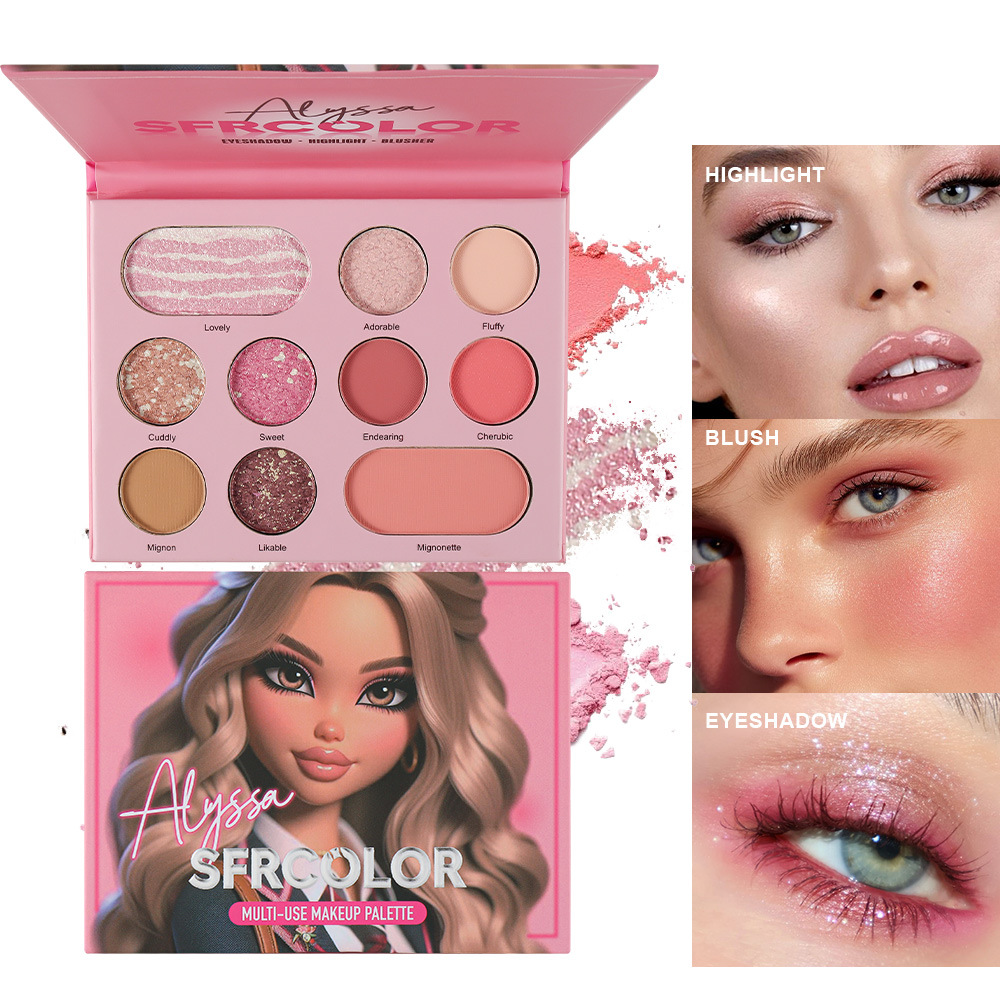 s.f.r color transfronterizo exclusivo para perlas mate rosa Barbie 10 color papel de sombra de ojos maquillaje al por mayor