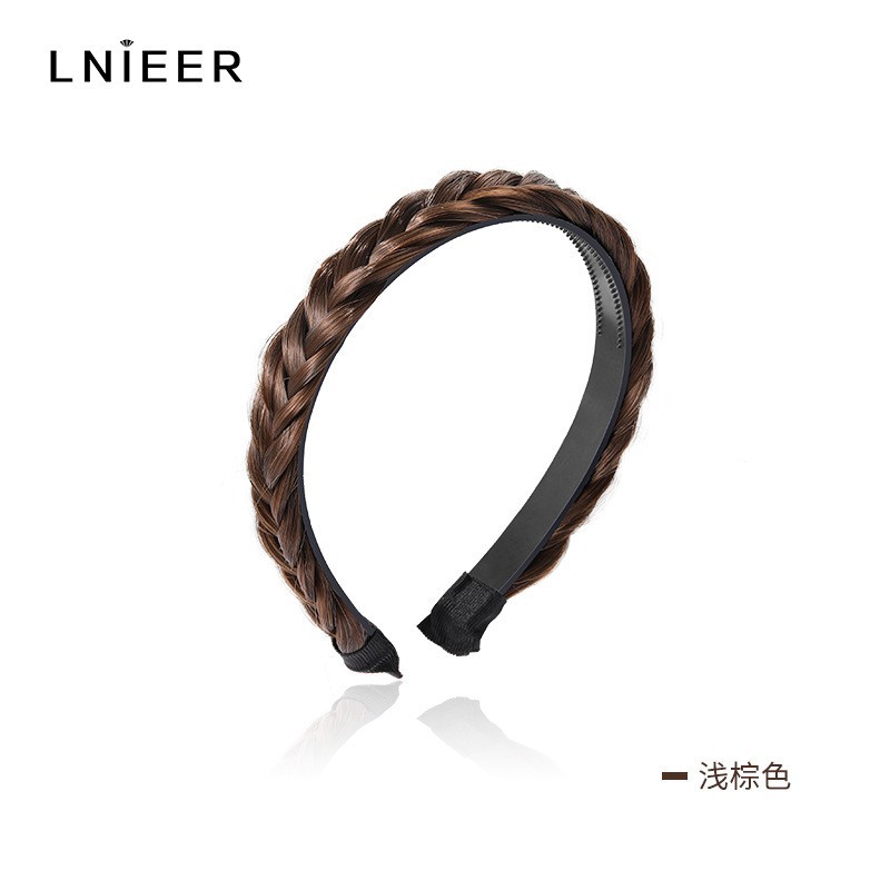귀여운 싱글 브레이드 머리띠 라이트 브라운