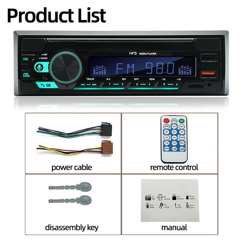 740 Single-Cylinder Long Double USB Car Bluetooth Mp3 Player 12V Neutral Fm Radio Cross-Border Hot Sale