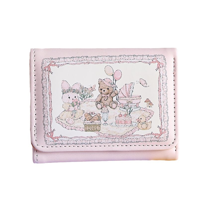 Chica sueño Primavera Picnic serie conejo oso billetera lindo diseño original anti-desmagnetización multi-tarjeta magnética hebilla