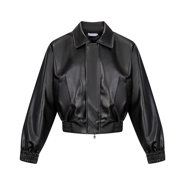 American Cleanfit Trendyy Short Shoulder Pad Jacket Men's Spring and Autum New Loose Retro Leather Jacket Top