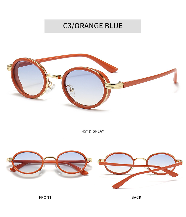 Retro Gradient Color Solid Color Leopard Pc Oval Frame Full Frame Women's Sunglasses display picture 5