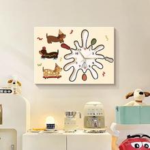 帶鍾表裝飾畫強弱開關遮丑奶油風創意掛畫盒卡通配電箱遮擋電表箱