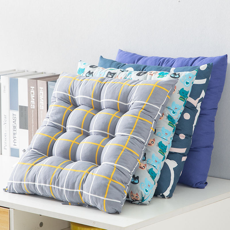 Square Cushion Cushion Computer Chair Cushion Office Cotton and Linen Chair Cushion Dining Table Chair Four Seasons Thickeneded Breathable Home Use