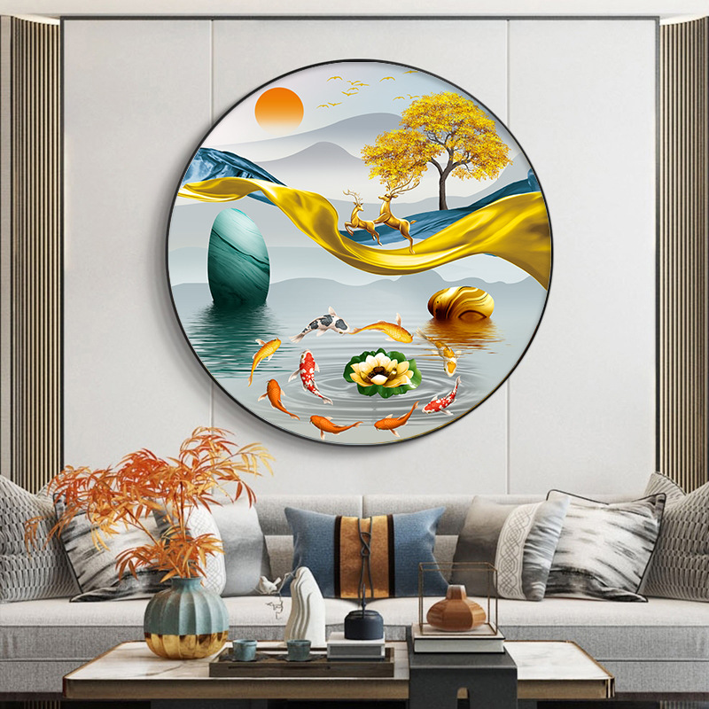Nueve peces cuadros redondos porche pinturas decorativas lujosas pasillo fantasía pasillo comedor pinturas colgadas fondo de sofá sala de estar