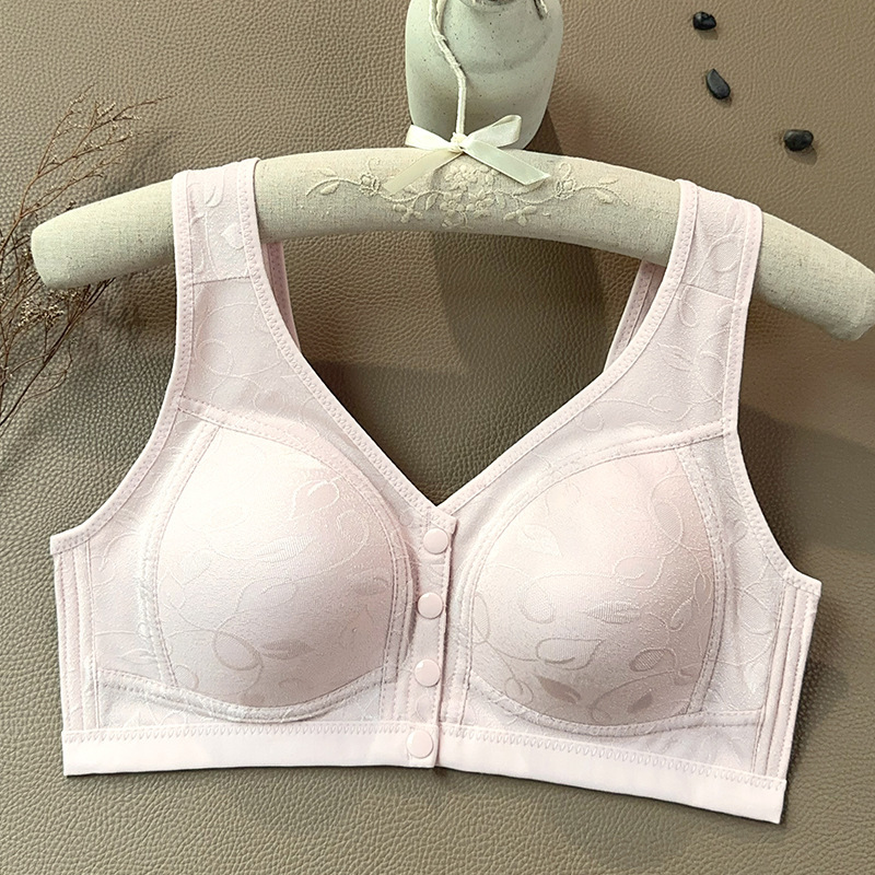 In-Stock Wholesale Front-Clasp Vest-Style Bra for Middle-Aged and Elderly Women, Wireless Thin Bra That Minimizes Large Busts