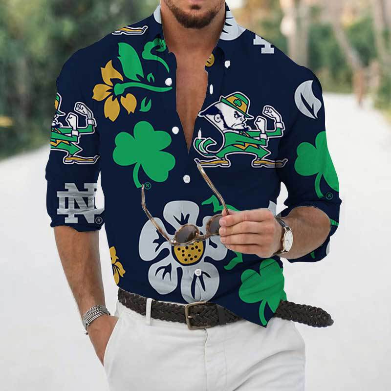 Transfronterizo 2025 primavera y otoño nuevo estilo de los hombres europeos y americanos más el tamaño de la camisa con estampado de plantas de rosas de manga larga