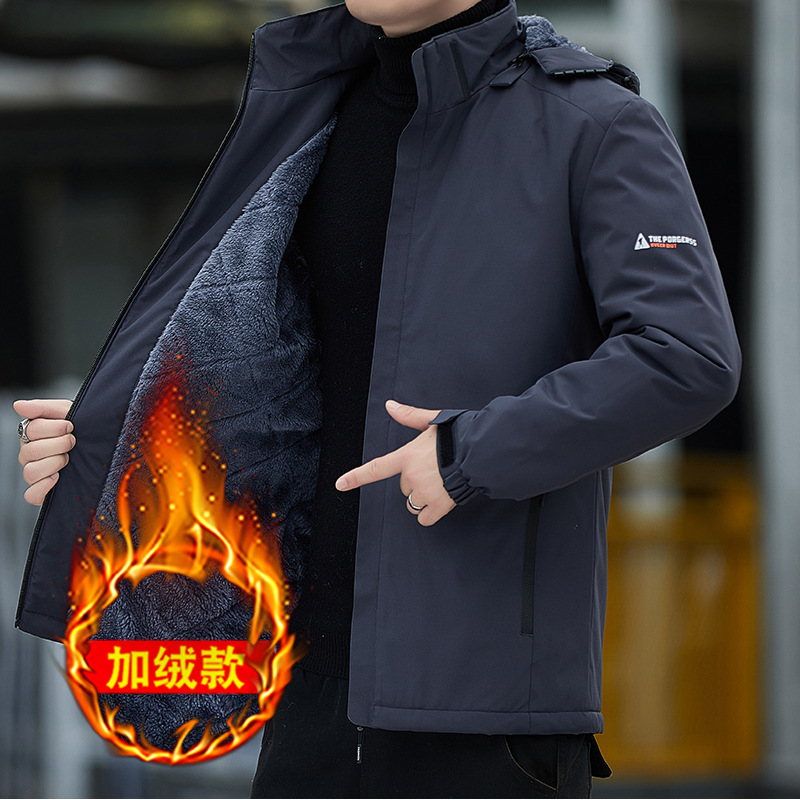 야외 충전 옷 남자의 겨울 방풍 따뜻한 재킷 유행 작업 재킷 기모 두꺼운 캐주얼 남성 탑
