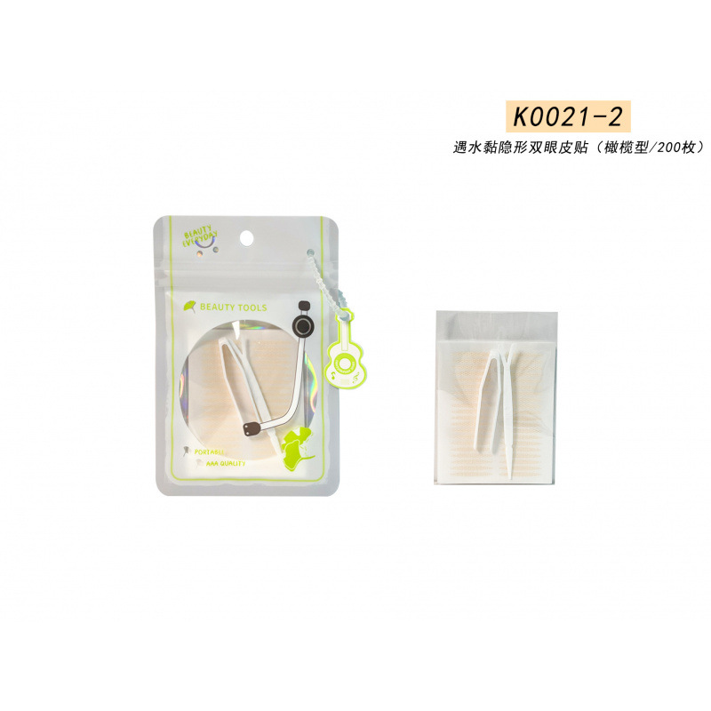 K0021 - 2 pegatinas invisibles para párpados dobles pegajosas al agua (tipo olivo)