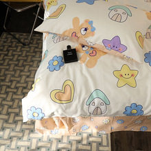 北欧风简约小熊熊儿童卡通床上四件套全棉纯棉被套床单三件套床品
