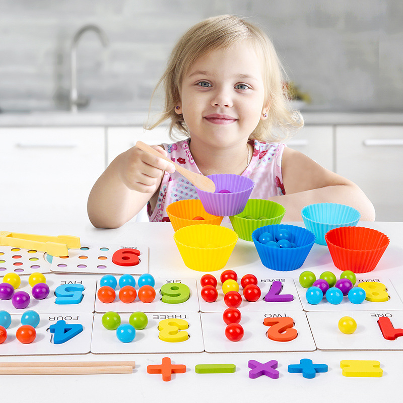 Clip cuentas, entrenamiento de concentración, ayudas didácticas, área de rompecabezas de clase media para niños, pensamiento, frijoles, juguetes didácticos, 3 años, 6 movimientos finos