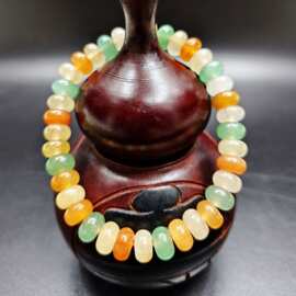 天然东陵玉三色叠珠手链直播货源女款宝石手链三色算盘珠手串批发