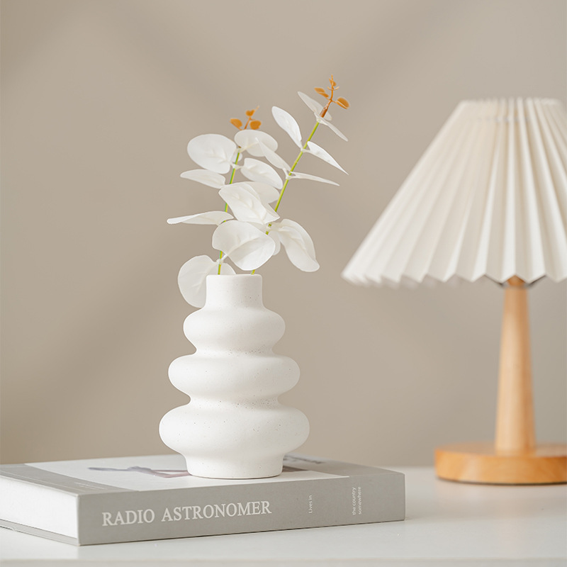 vasijas de cerámica creativas vasijas de cerámica de alto nivel de sensación floral vasijas blancas mesa de banquete decoración simple