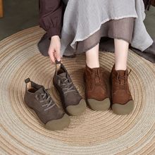 龍林2025新款复古手工真皮马丁靴爆款头层牛皮短靴女秋冬博肯单靴