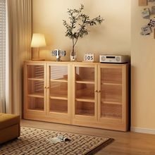 实木书柜储物柜一体靠墙带门防尘置物柜家用卧室床边