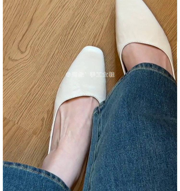 Giày cao gót nữ mũi vuông gót thô cổ thấp da cừu phong cách công sở thanh lịch, gót 6–8 cm — Hàng có sẵn màu đen chi tiết 15