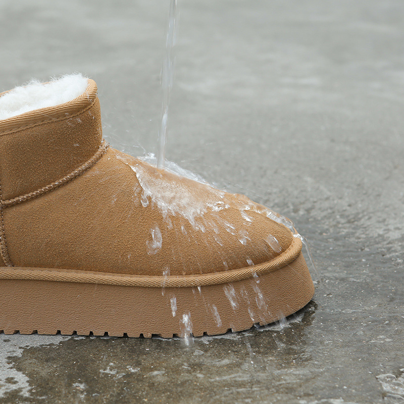방수 두꺼운 밑창 스노우 부츠 여성용 2025 가을 겨울 짧은 부츠 플러스 벨벳 두꺼운 학생용 신발 동북 야외용 면화 신발