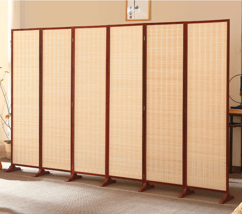新中式竹子屏风隔断墙客厅折叠移动挡板卧室实养生简易办公室家用