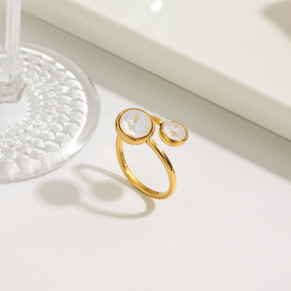 Wanxing anillo de acero inoxidable europeo y americano diseño de nicho femenino anillo de apertura de circón acero de titanio de oro de 18 quilates no se desvanece