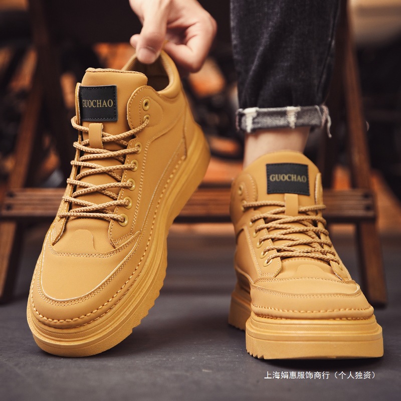 Boots Men's Winter British Retro Versatile High-Top Work Shoes Men's Outdoor Sports Mountaineering Rhubarb Boots