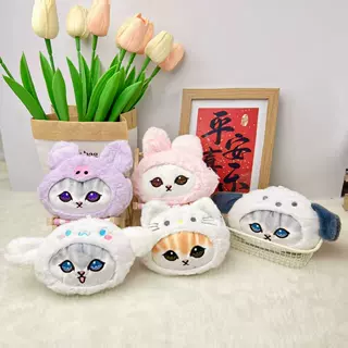 新款毛绒猫咪鲨鱼猫变装三丽鸥零钱包挂件卡通萌宠耳机包女生礼物