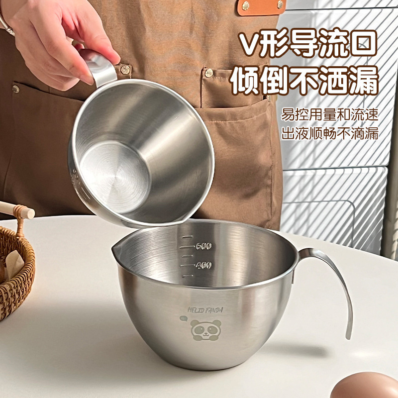304ステンレス製オムライスハンドル付きキッチン焙煎専用目盛ボウル家庭用凉菜サラダ料理ボウル|undefined