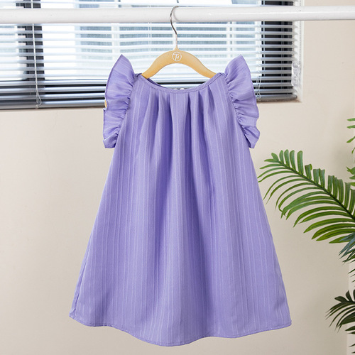 Children's dress, stylish and cute, solid color sleeveless children's dress, Korean style children's princess dress