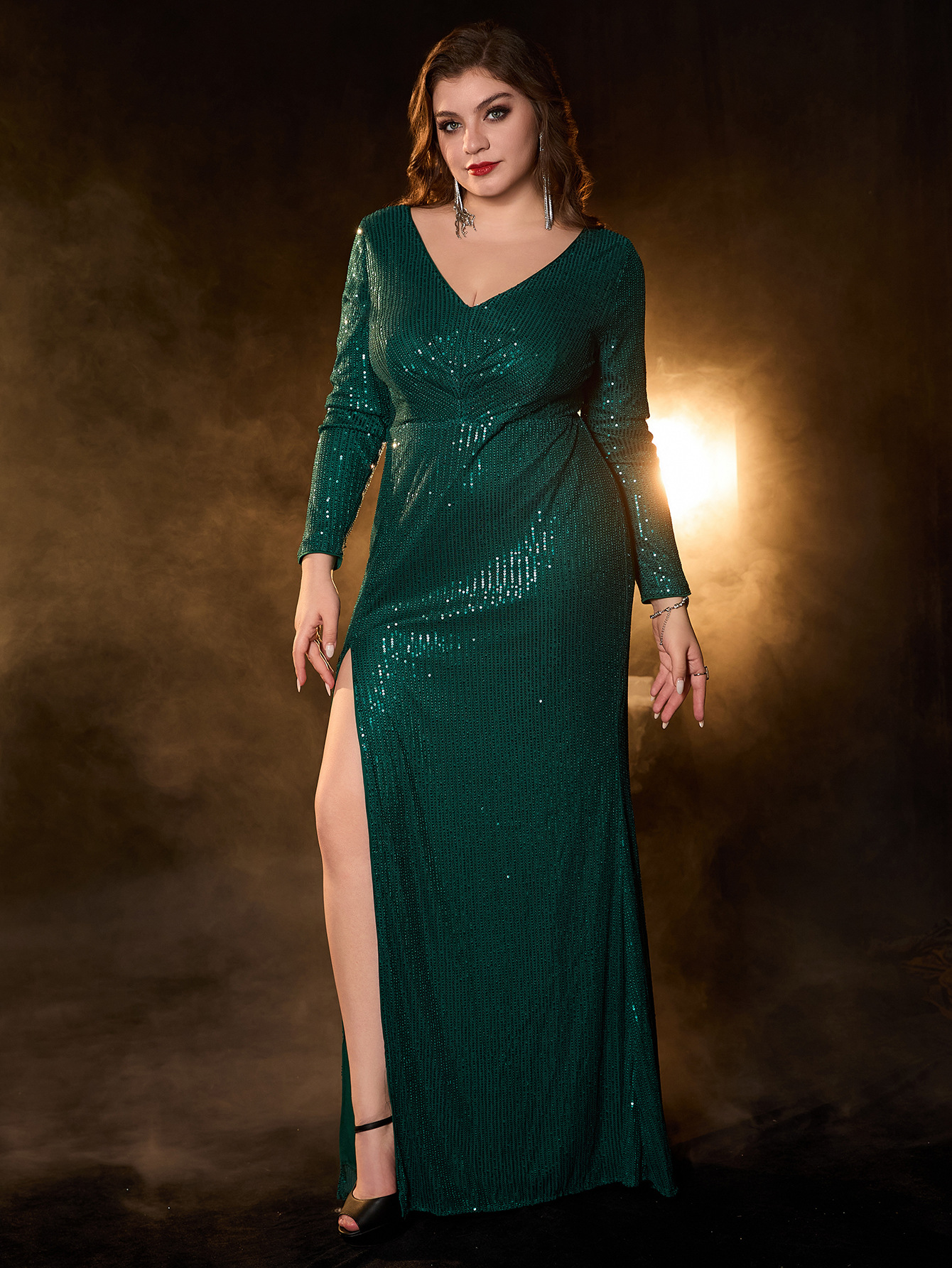 Vestido de talla grande vestido de dama de honor verde caliente vestido de noche elegante de mujer europea y americana 2025 comercio exterior Amazon
