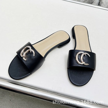 Slippers Slides���lG����ĸ��ƽ��Ů��Ь�^��ţƤ��aŮЬ��Ʒ�|