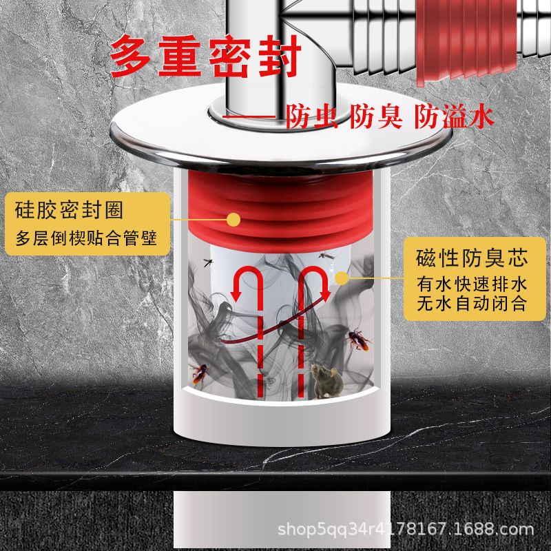 洗衣机下水管地漏专用接头二合一地面三通排水管道防返臭返溢神器|undefined